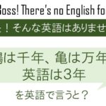 鶴は千年、亀は万年、英語は3年を英語で言うと