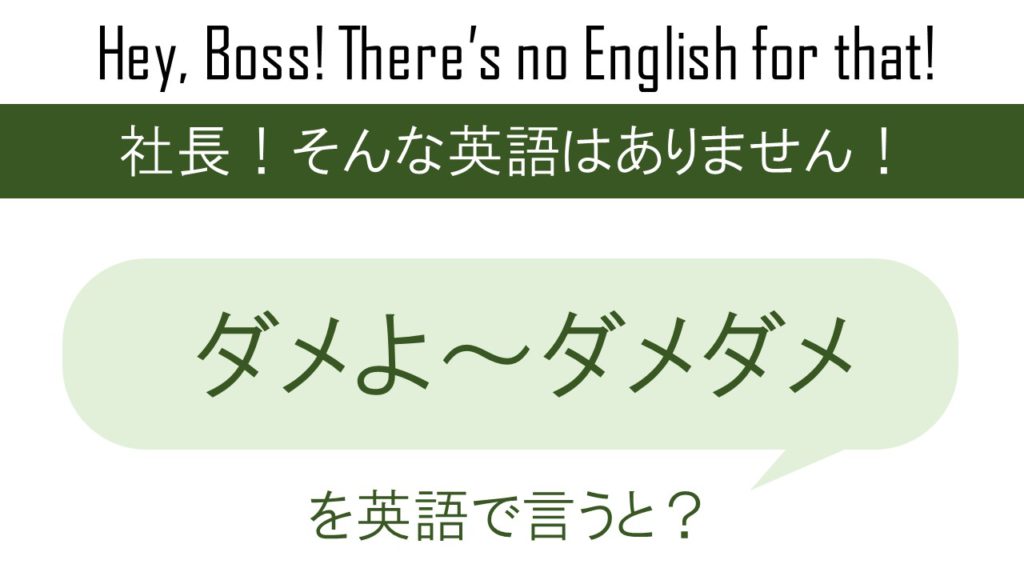 ダメよ～ダメダメを英語で言うと