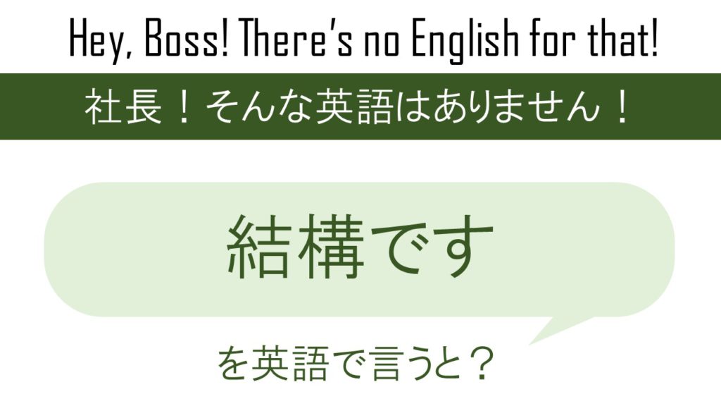 結構ですを英語で言うと