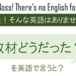 取材どうだった?を英語で言うと