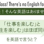 「仕事を楽しむ」と「人生を楽しむ」は ほぼ同義語を英語で言うと