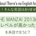 THE MANZAI 2013はレベルが高かったを英語で言うと